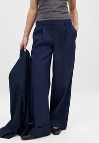 FOLD UP WIDE MID WAIST - Kelnės - navy