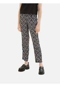TOM TAILOR CROPPED - Broek - black small abstract design