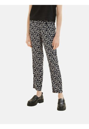 TOM TAILOR CROPPED - Broek - black small abstract design