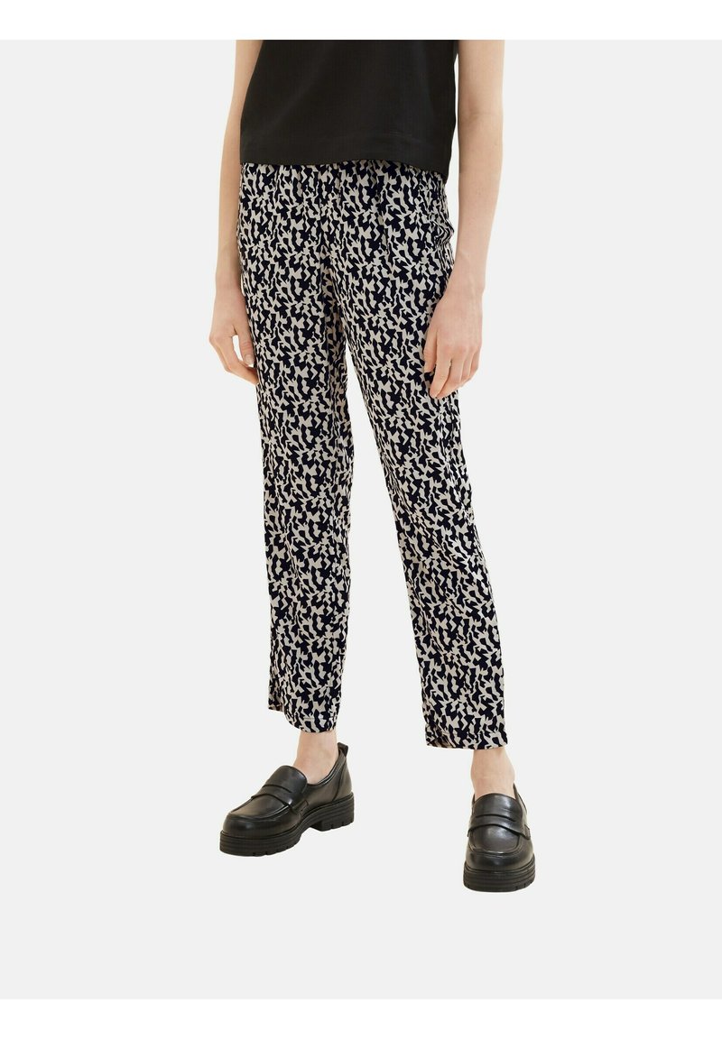 TOM TAILOR CROPPED - Broek - black small abstract design