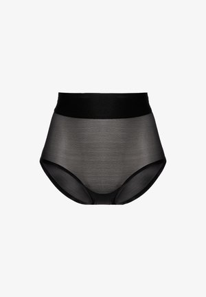 Mutande nere a vita alta con una larga cintura elastica e tessuto liscio e senza cuciture per comfort e supporto.