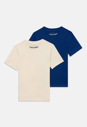 Calvin Klein Jeans LOGO TEE UNISEX 2 PACK - T-shirt print - bold blue/whitecap gray