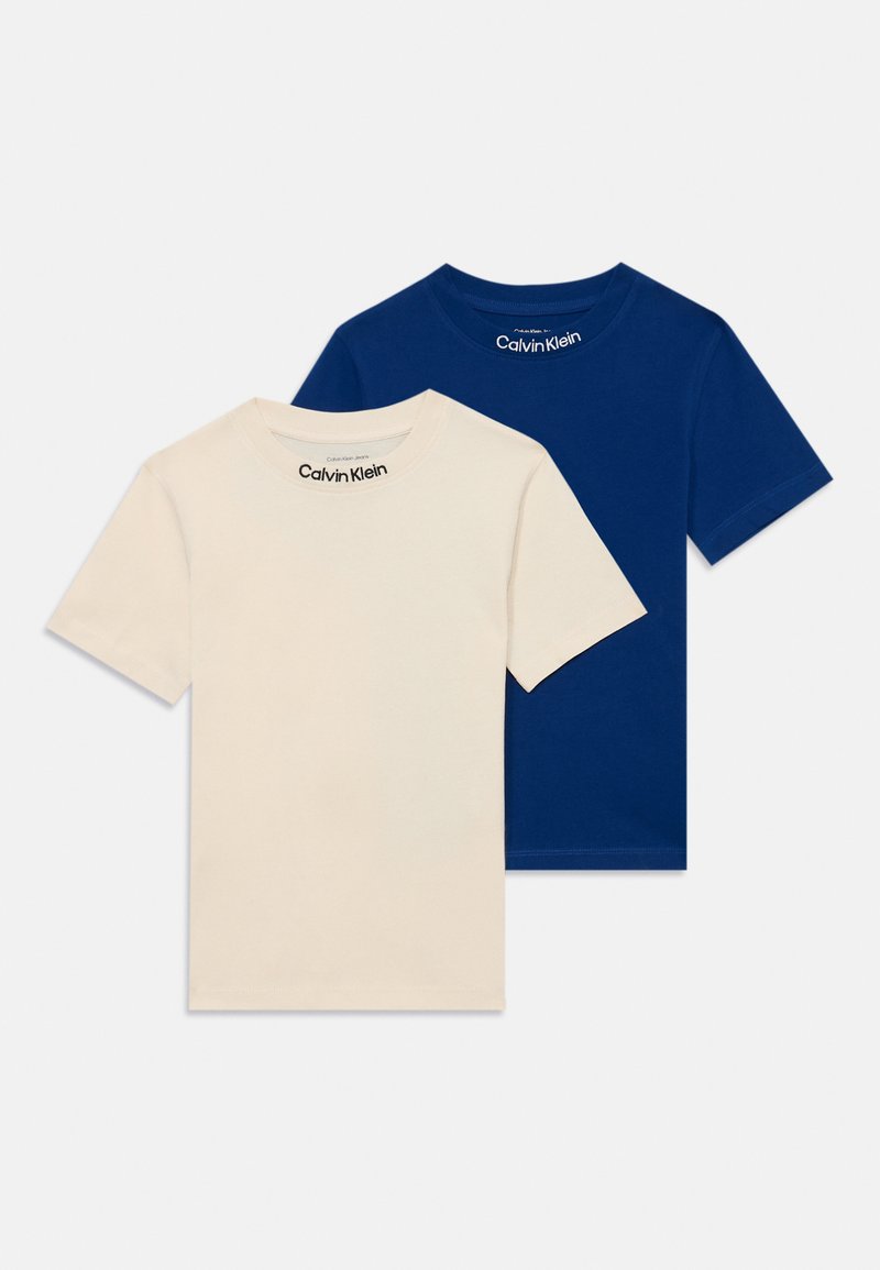 Calvin Klein Jeans LOGO TEE UNISEX 2 PACK - T-shirt imprimé - bold blue/whitecap gray