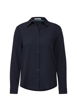 Námořnická košile na knoflíky s dlouhými rukávy, límečkovým designem, texturovanou látkou a detailním šitím. Přední knoflíky a zakřivený lem.