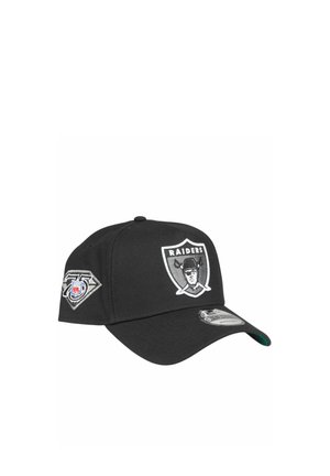 Black Raiders baseball cap with team logo on front and 75th NFL anniversary patch on side.