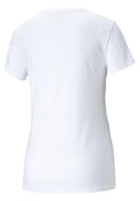 Biała bawełniana koszulka z okrągłym dekoltem i krótkimi rękawami, charakteryzująca się gładką tkaniną i dopasowanym krojem. Brak widocznych wzorów lub akcentów.