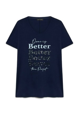 Fiorella Rubino, T-SHIRT CON SCRITTA E PAILLETTES - T-Shirt print - blu