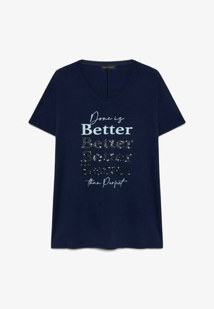 Fiorella Rubino, T-SHIRT CON SCRITTA E PAILLETTES - T-Shirt print - blu