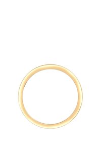 Goldener runder Ring mit einer glatten, polierten Oberfläche. Einfaches, einheitliches Design mit gleichmäßiger Dicke und glänzendem Finish.