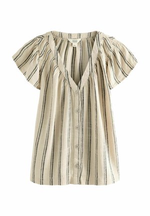 Next REGULAR FIT BLEND RUFFLE SLEEVE - Bluza - stone and black stripe