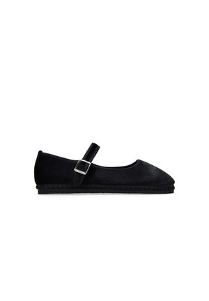 Ankle strap ballet pumps - black