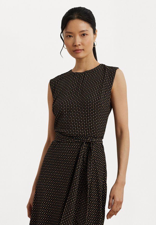 Geo Print Belted Bubble Crepe Dress - Cocktail dress / Party dress
