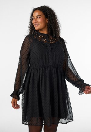 Zizzi, KLEID AUS CHIFFON MIT GUIPURE-SPITZE UND EMPIRE-LINIE - Day dress - schwarz