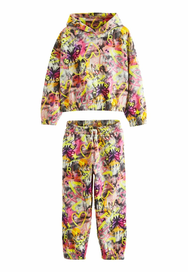 Next GRAFFITI PRINTED JOGGERS SET- REGULAR FIT - Mikina s kapucňou - ecru pink