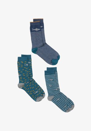 FatFace, 3 PAIRS OF SHARK SOCKS - Ponožky - teal blue