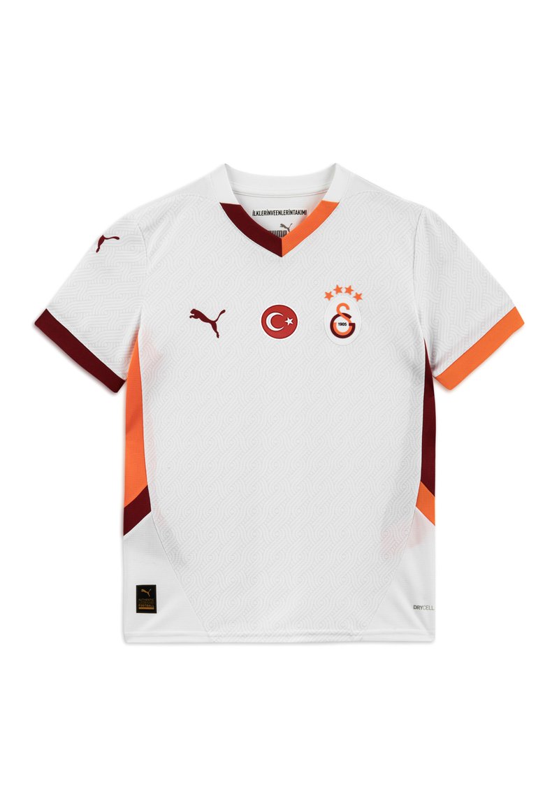 Balts futbola krekls ar V veida kaklu, ar oranžiem un bordo akcentiem. Iekļauj kluba logo, Turcijas karogu un strukturētu rakstu. Izgatavots no elpojoša materiāla.