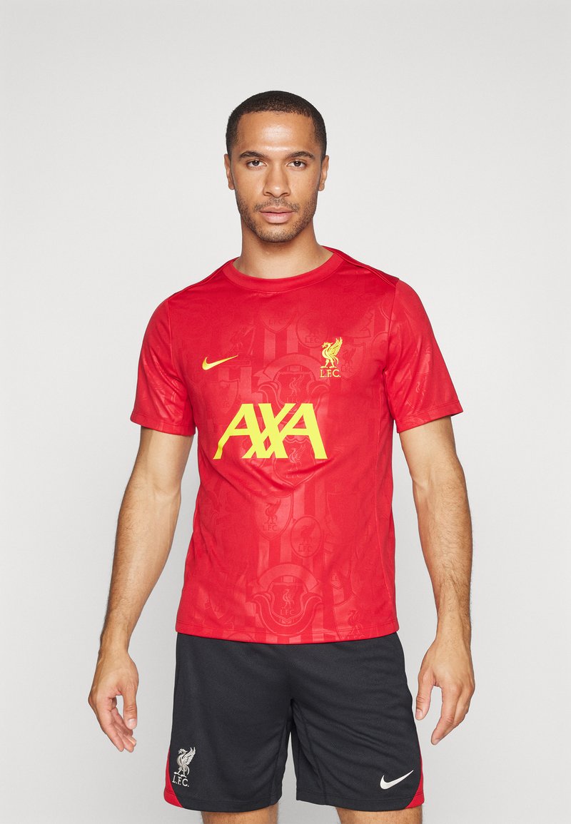 Nike Performance LIVERPOOL FC NIKE DF ACADEMY SHORT SLEEVES TOP K PRE-MATCH - Joukkuetuote - gym red/chrome yellow