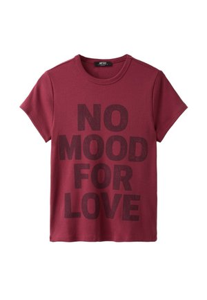 Stradivarius, PRINTED SHORT SLEEVE T-SHIRT - Tričko s potlačou - mottled dark red