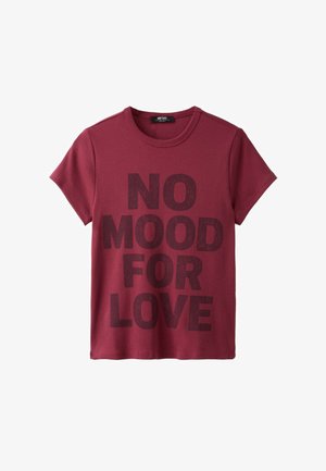 Stradivarius, PRINTED SHORT SLEEVE T-SHIRT - Tričko s potlačou - mottled dark red