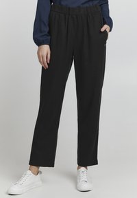 Oxmo OXALFA LINEN MIX - Hlače - black