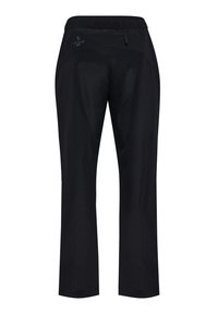 Zwarte sportbroek met een relaxed fit, voorzien van een brede elastische tailleband, een trekkoord en een minimaal logo op de achterkant.