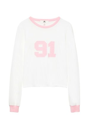 PULL&BEAR 91 GRAPHIC CROPPED - LONG SLEEVE TOP - T-shirt à manches longues - white