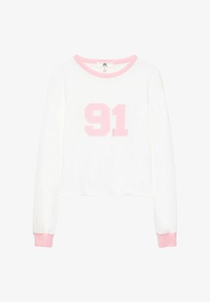 PULL&BEAR, 91 GRAPHIC CROPPED - LONG SLEEVE TOP - Top s dlhým rukávom - white