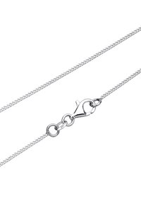 Collana in argento sterling con una texture intrecciata, dotata di chiusura a gancio e di un piccolo anello circolare per la lunghezza regolabile.
