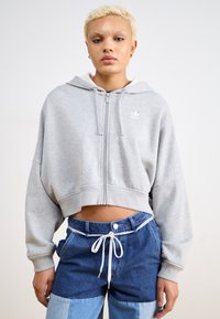 adidas Originals - HOODIE - Cipzáras pulóver - medium grey heather Miniatűr kép 1