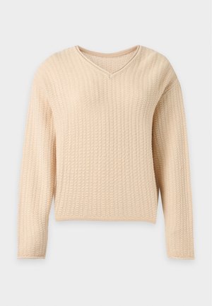 JDY, JDYSTACEY REVERSIBLE PULLOVER - Strickpullover - sandshell