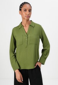 TOM TAILOR BLOUSE STRUCTURED SOLID - Blůza - deep ivy green