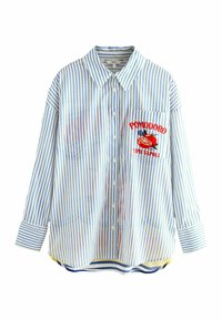 Next PETITE FIT - Užsagstoma palaidinė - blue white stripe tomato graphic