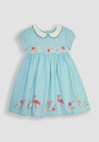 JoJo Maman Bébé FLORAL EMBROIDERED SMOCKED REGULAR FIT SET - Nappali ruha - duck egg blue flamingo