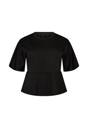 Zizzi, PEPLUM-BLUSE MIT ELLENBOGENLANGEN ÄRMELN - Μπλούζα - schwarz