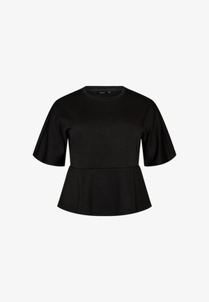 Zizzi, PEPLUM-BLUSE MIT ELLENBOGENLANGEN ÄRMELN - Bluse - schwarz