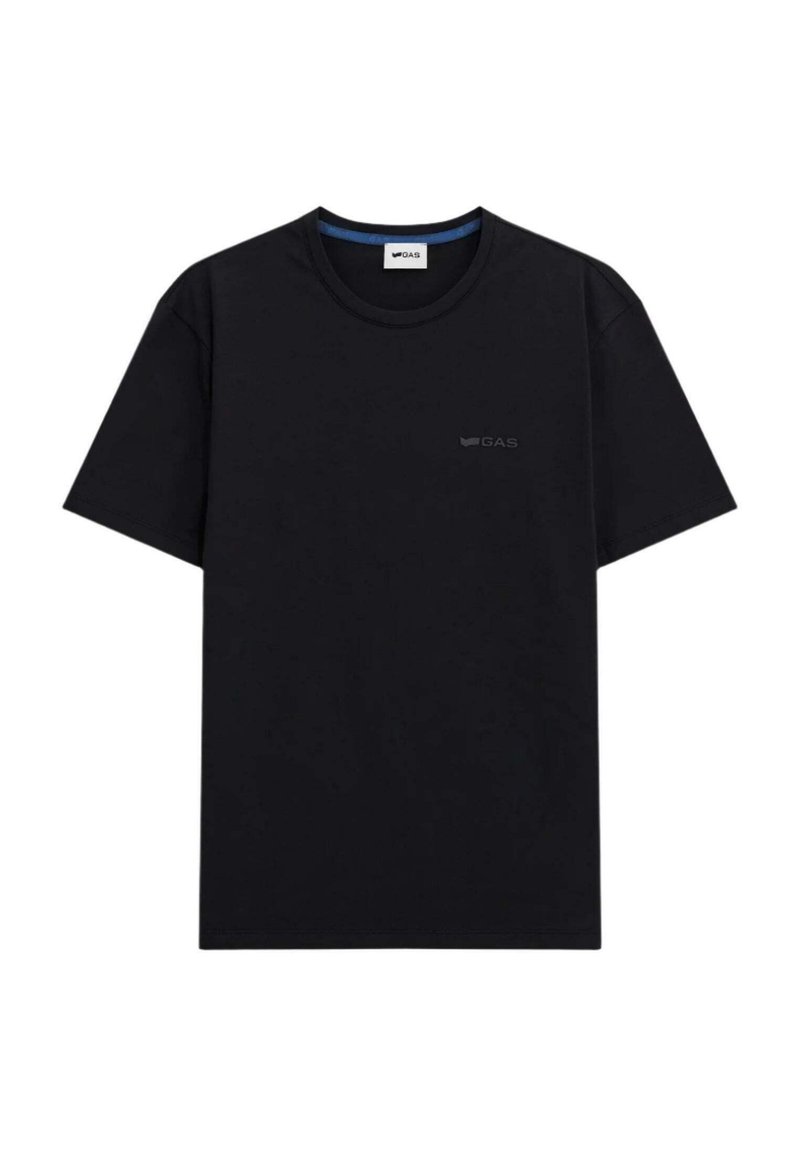 T-shirt in cotone nero con scollatura rotonda. Maniche corte, taglio dritto. Presenta un logo discreto nell'angolo in alto a sinistra.