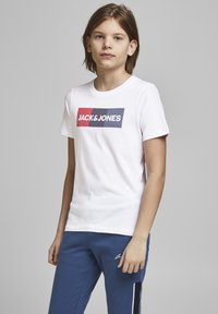 Jack & Jones Junior - JJECORP LOGO TEE CREW NECK  - T-shirt med print - white Miniatyrbild 1