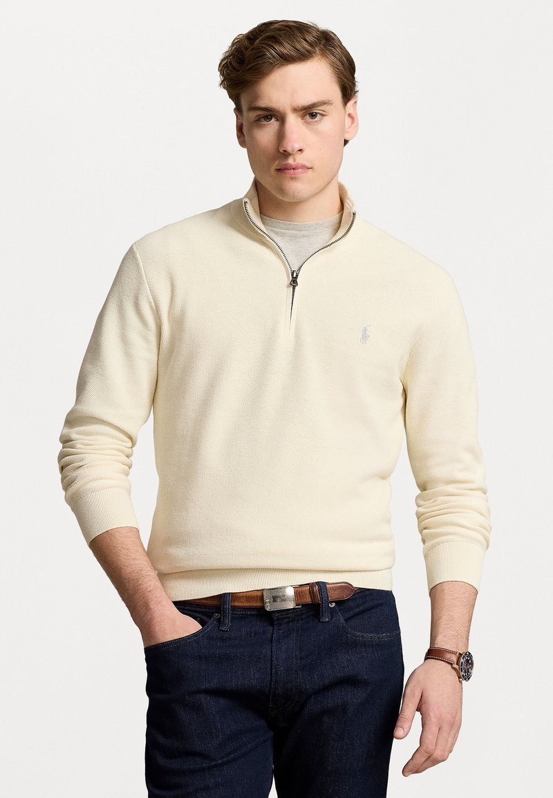 Polo Ralph Lauren KNIT COTTON QUARTER ZIP JUMPER - Pulover - herbal milk