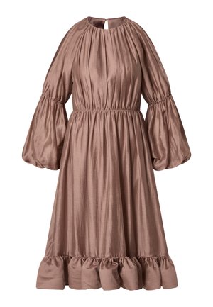 Malina, LEONTINE POUF SLEEVE RUFFLED MIDI DRESS - Koktailové šaty/večierkové šaty - taupe