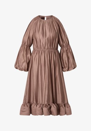 Malina, LEONTINE POUF SLEEVE RUFFLED MIDI DRESS - Koktailové šaty/večierkové šaty - taupe