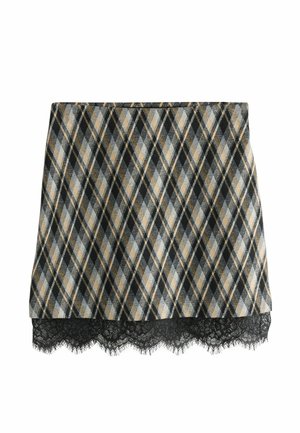 Next, LACE TRIM MINI SKIRT - Mini skirts  - grey blue check