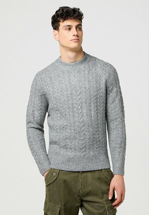 Wrangler LONG SLEEVE CABLE REGULAR FIT - Strickpullover - grey heather