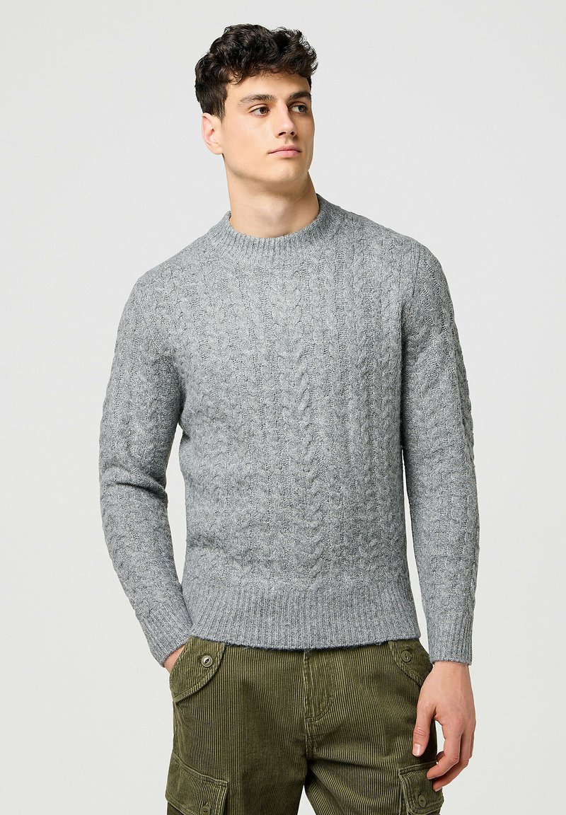 Wrangler LONG SLEEVE CABLE REGULAR FIT - Strickpullover - grey heather