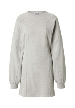 Grijze sweatshirt jurk met lange ballonnenmouwen, ronde halslijn en zijdelingse naden. Gemaakt van zachte stof, voor een relaxte pasvorm.