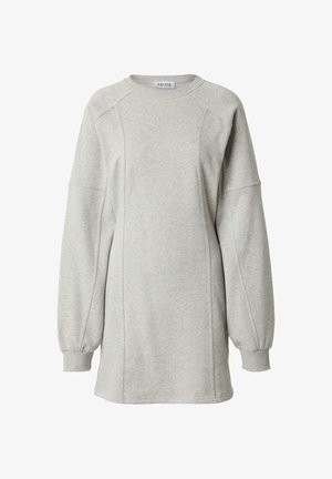 Grijze sweatshirt jurk met lange ballonnenmouwen, ronde halslijn en zijdelingse naden. Gemaakt van zachte stof, voor een relaxte pasvorm.