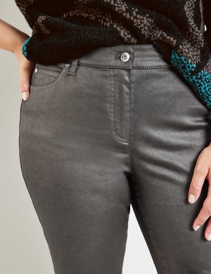 MIT FEINEM SCHIMMER - Vaqueros slim fit - dark chocolate