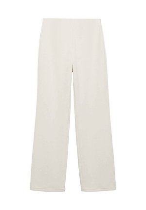 Kremne široke hlače iz mehkega, lahkega materiala. Imajo visok pas in enostavno, gladko teksturo za minimalističen videz.