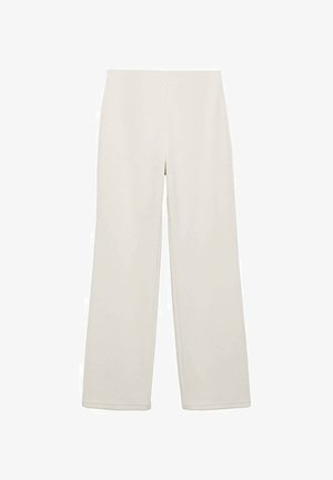 Kremne široke hlače iz mehkega, lahkega materiala. Imajo visok pas in enostavno, gladko teksturo za minimalističen videz.