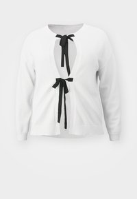 CARLOTTIE BOW CARDIGAN - Cardigan - cloud dancer/black