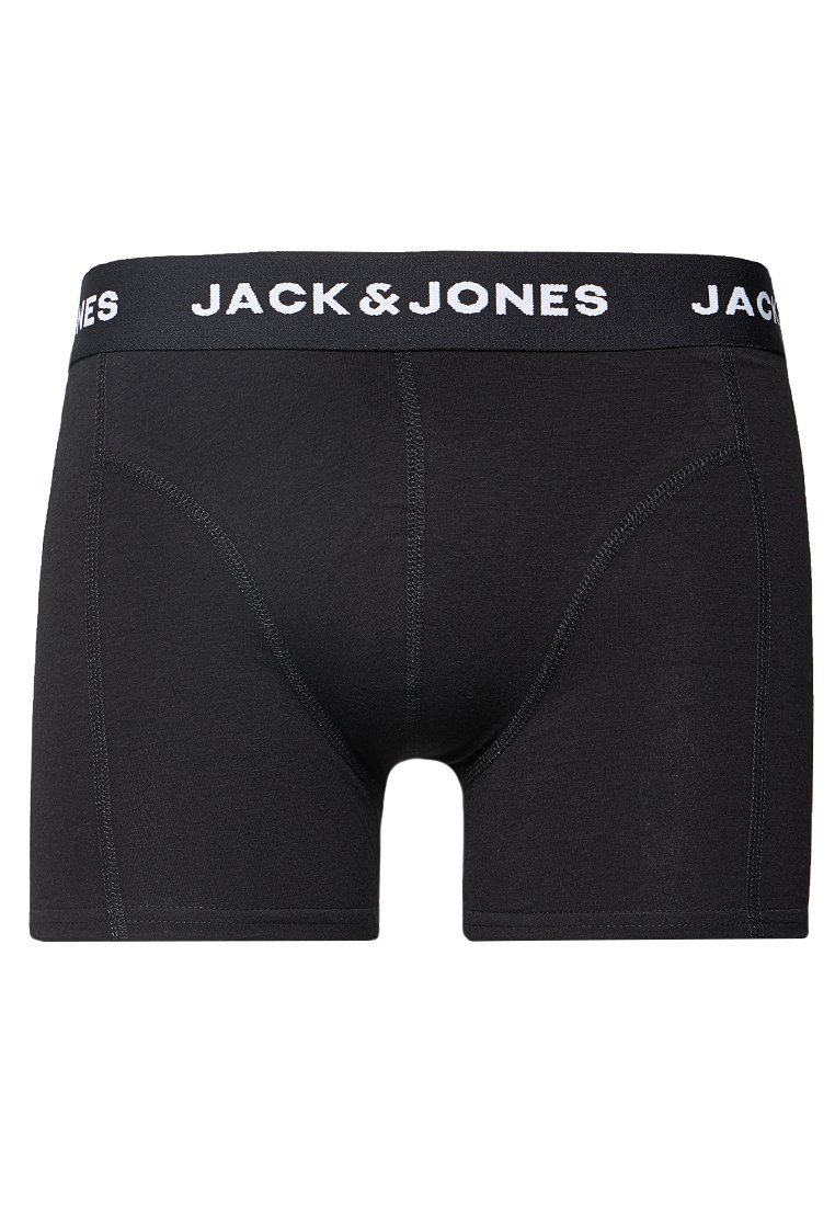 Boxer aderenti neri da uomo con cuciture visibili e una cintura nera con la scritta "JACK & JONES" in bianco.